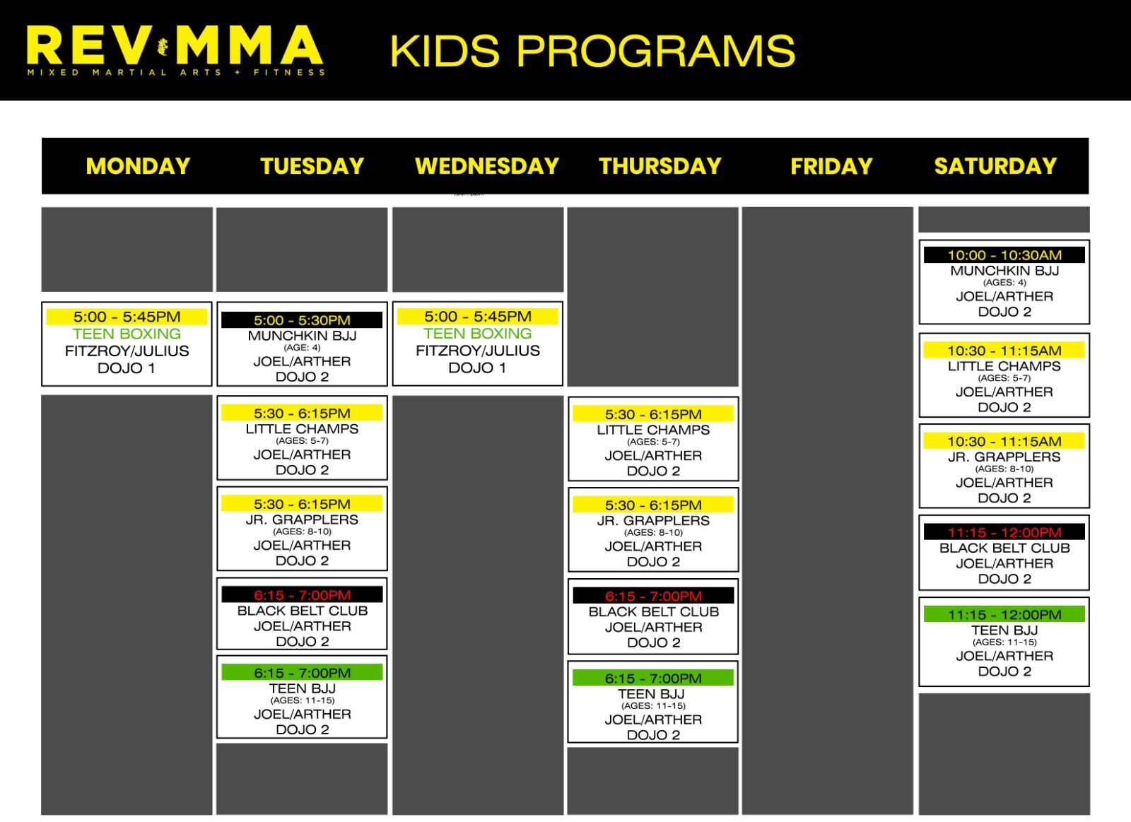 MMA Training Schedule in Toronto