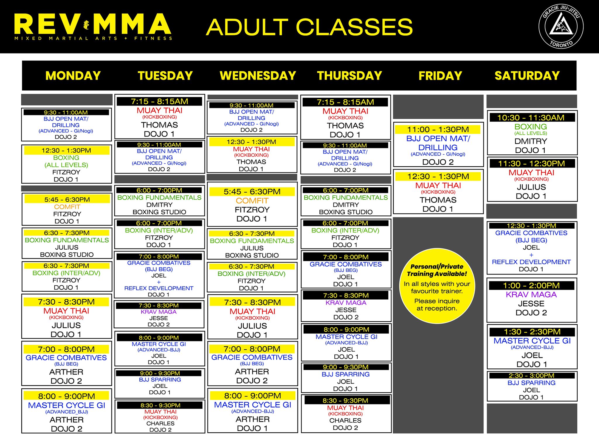 MMA Training Schedule in Toronto | RevMMA.com